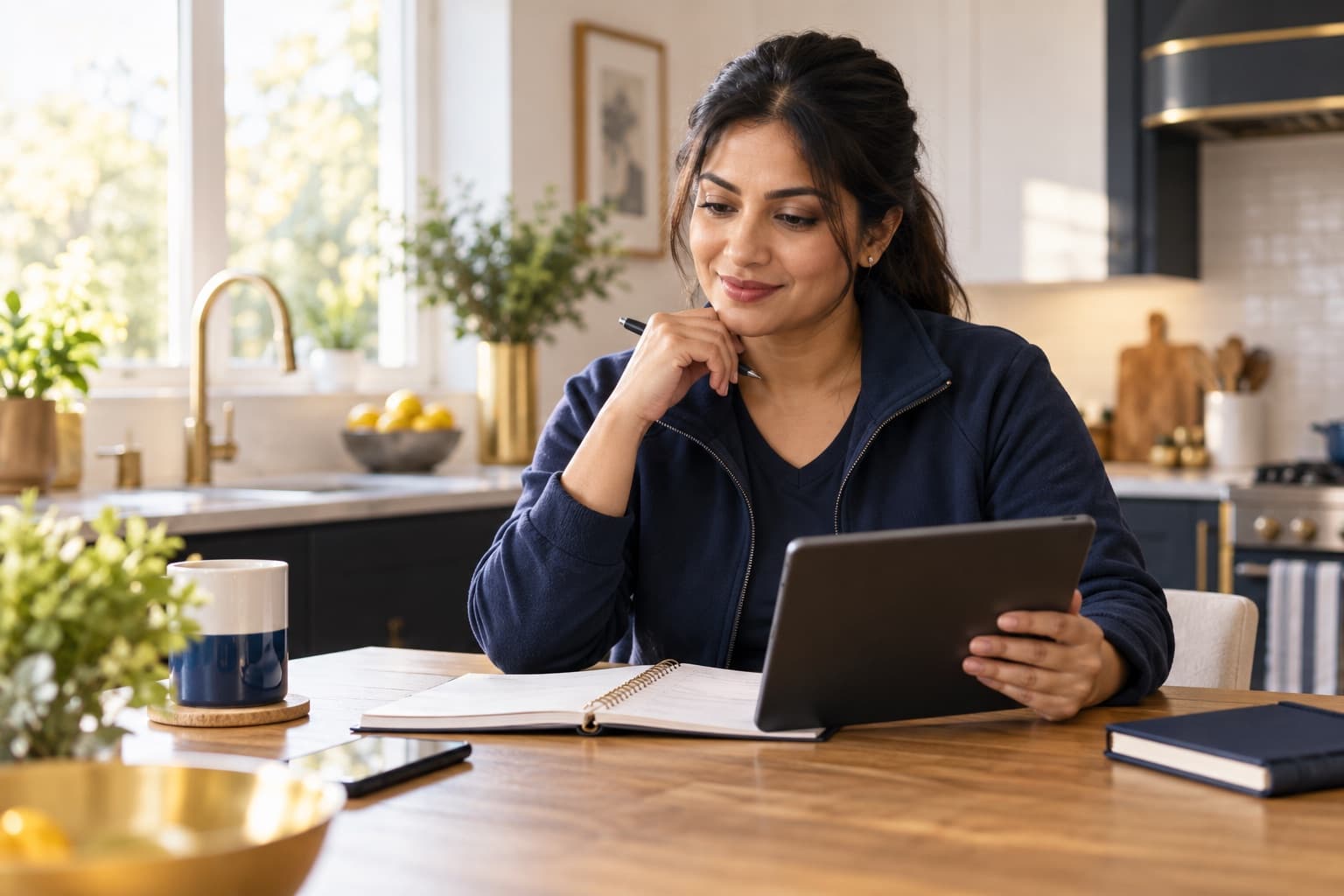 A professional driver reviewing earnings on a tablet